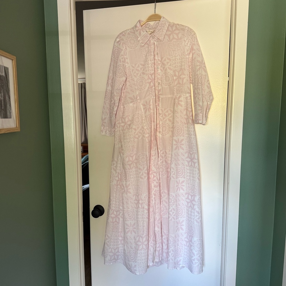 Elegant Pink Patterned Maxi Dress